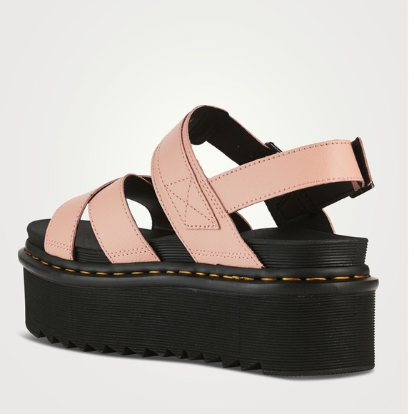 DR. MARTENS Voss II Quad Leather Platform Sandals Beige Pink - Picture 4 of 12